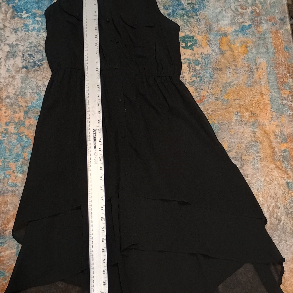 Fun and Flirt Black Sleeveless Sheer Button Down Hi-low Dress Size Medium - Picture 2 of 11